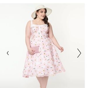 Unique Vintage Floral Burnout Swing Dress 1950s size 16/1x